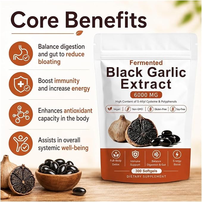 Fermented Black Garlic Extract – 300 Softgels